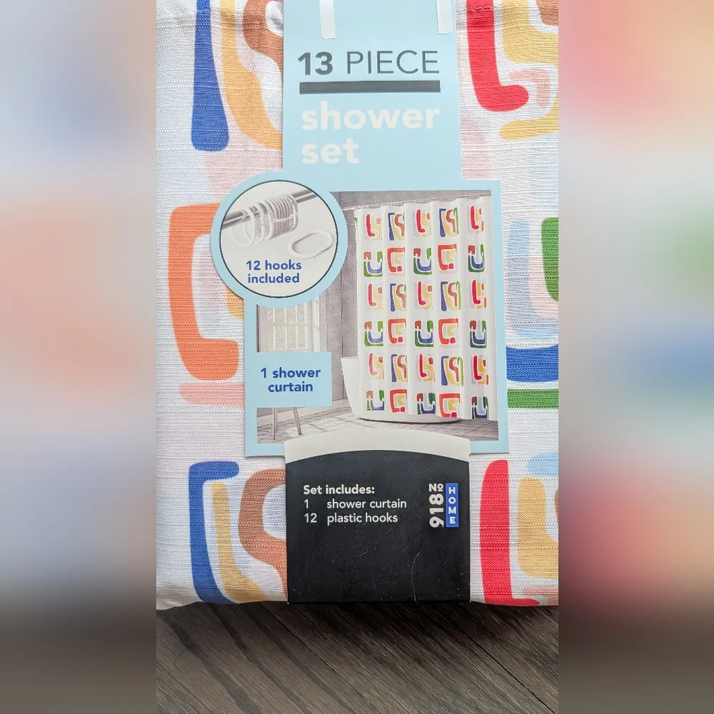 13-Piece Multicolor Shower Curtain Set, 72